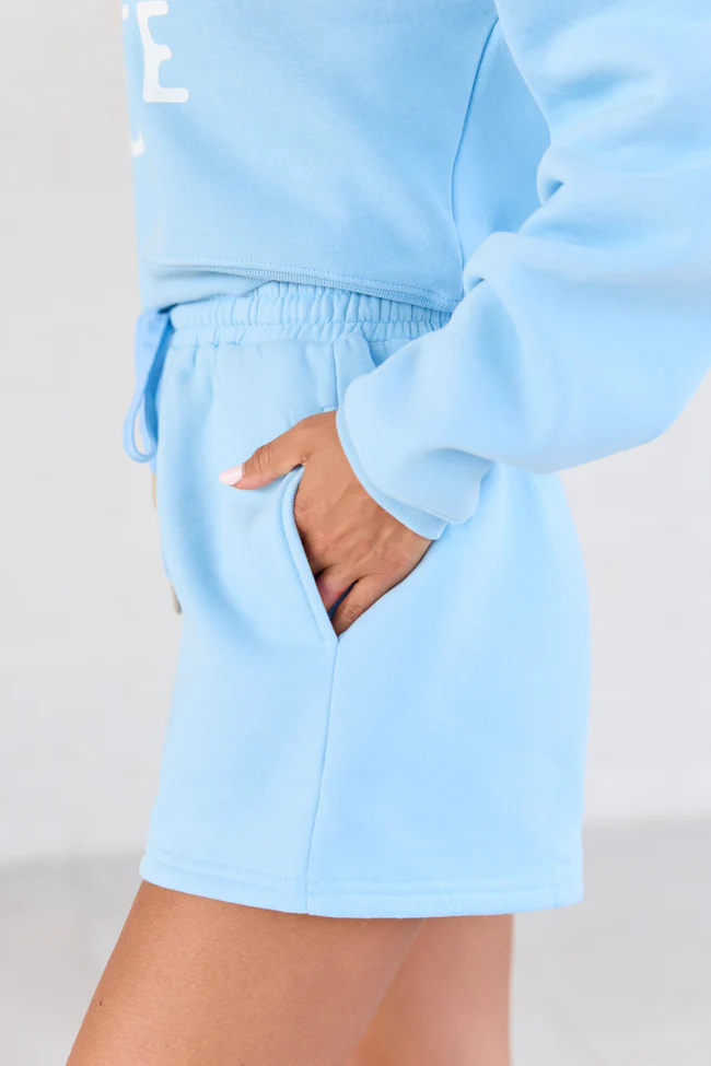 Everyday Ease Light Blue Fleece Shorts-COMING SOON - Image 3