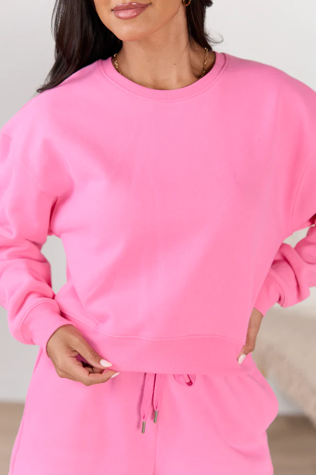 Everyday Ease Pink Cropped Sweatshirt-COMING SOON - Image 4