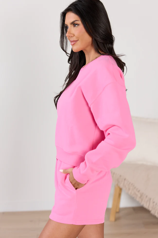 Everyday Ease Pink Cropped Sweatshirt-COMING SOON - Image 5