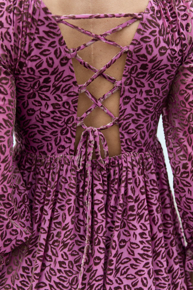 Evie Burgundy Animal Print Velvet Burnout Mini Dress FINAL SALE - Image 2