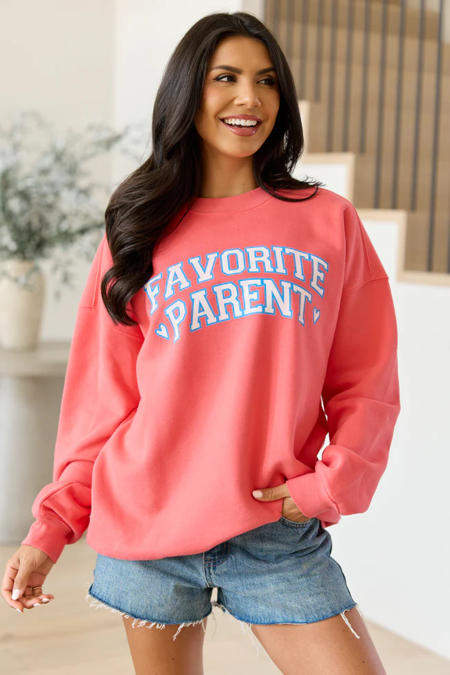 Favorite Parent Light Red Graphic Sweatshirt - Image 3