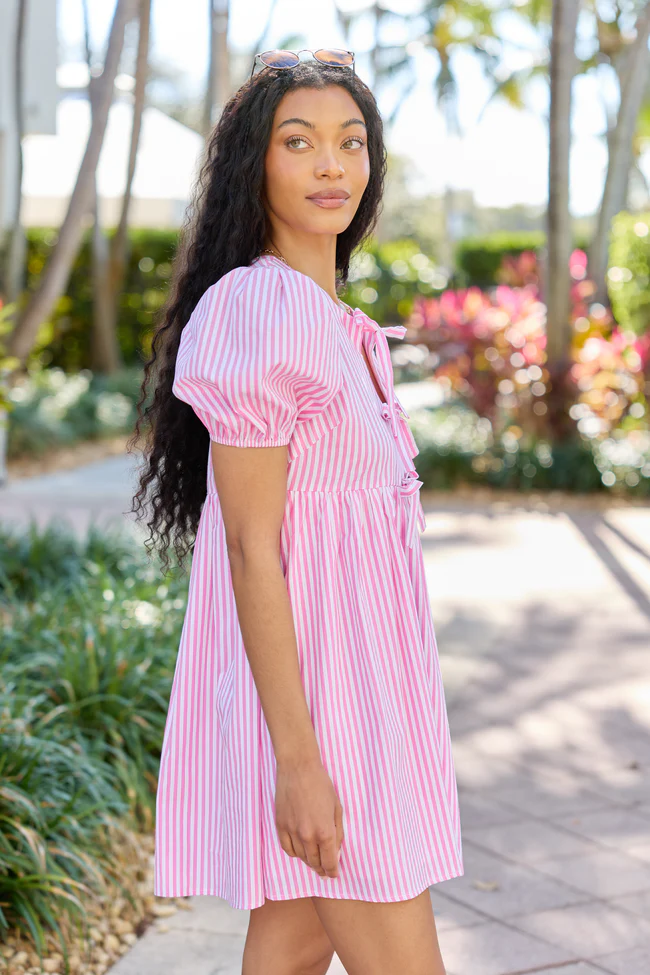 Fern Pink Striped Dress - Image 4