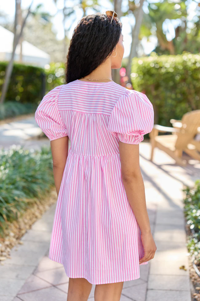 Fern Pink Striped Dress - Image 5