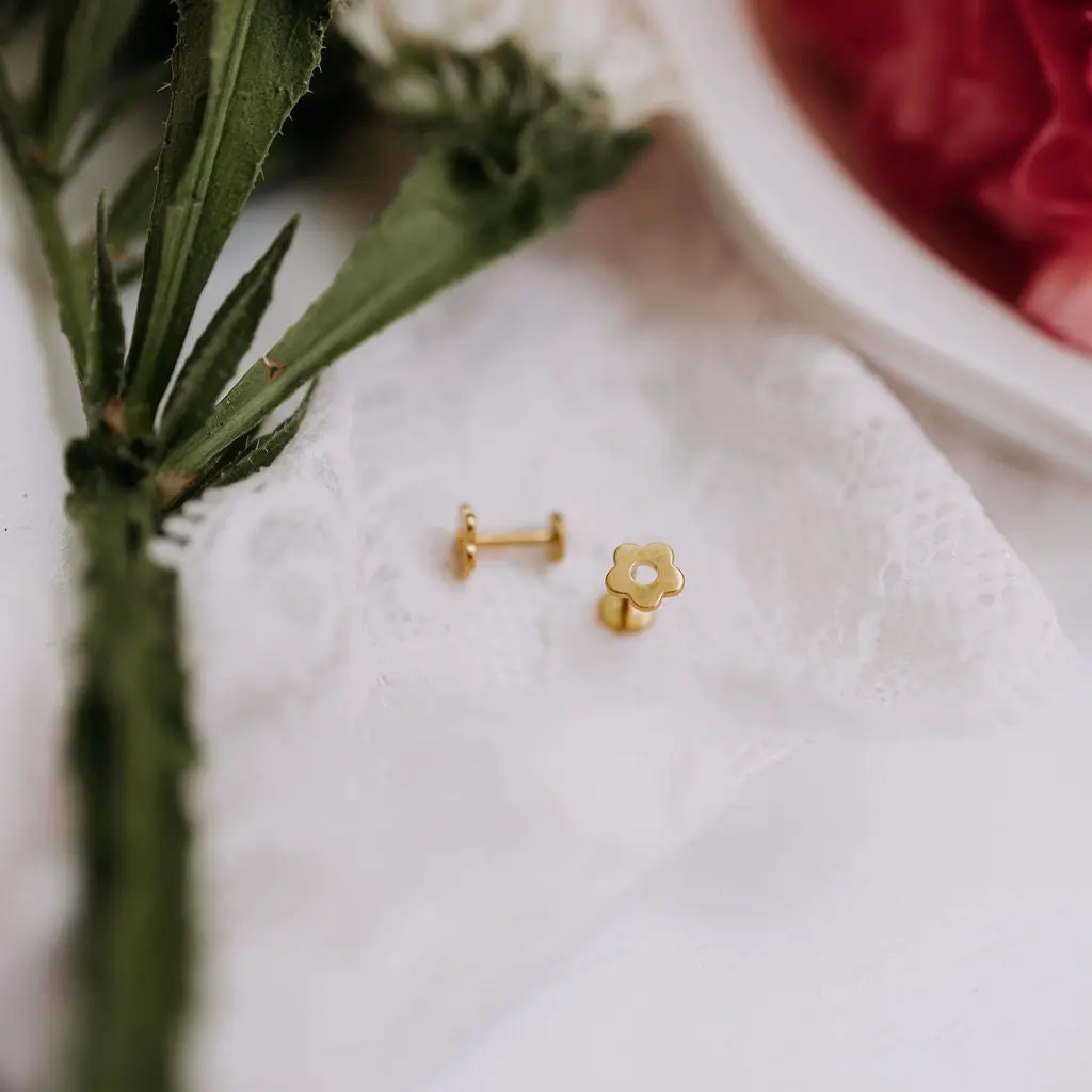 Flower Flat Back Stud Earrings - Image 2