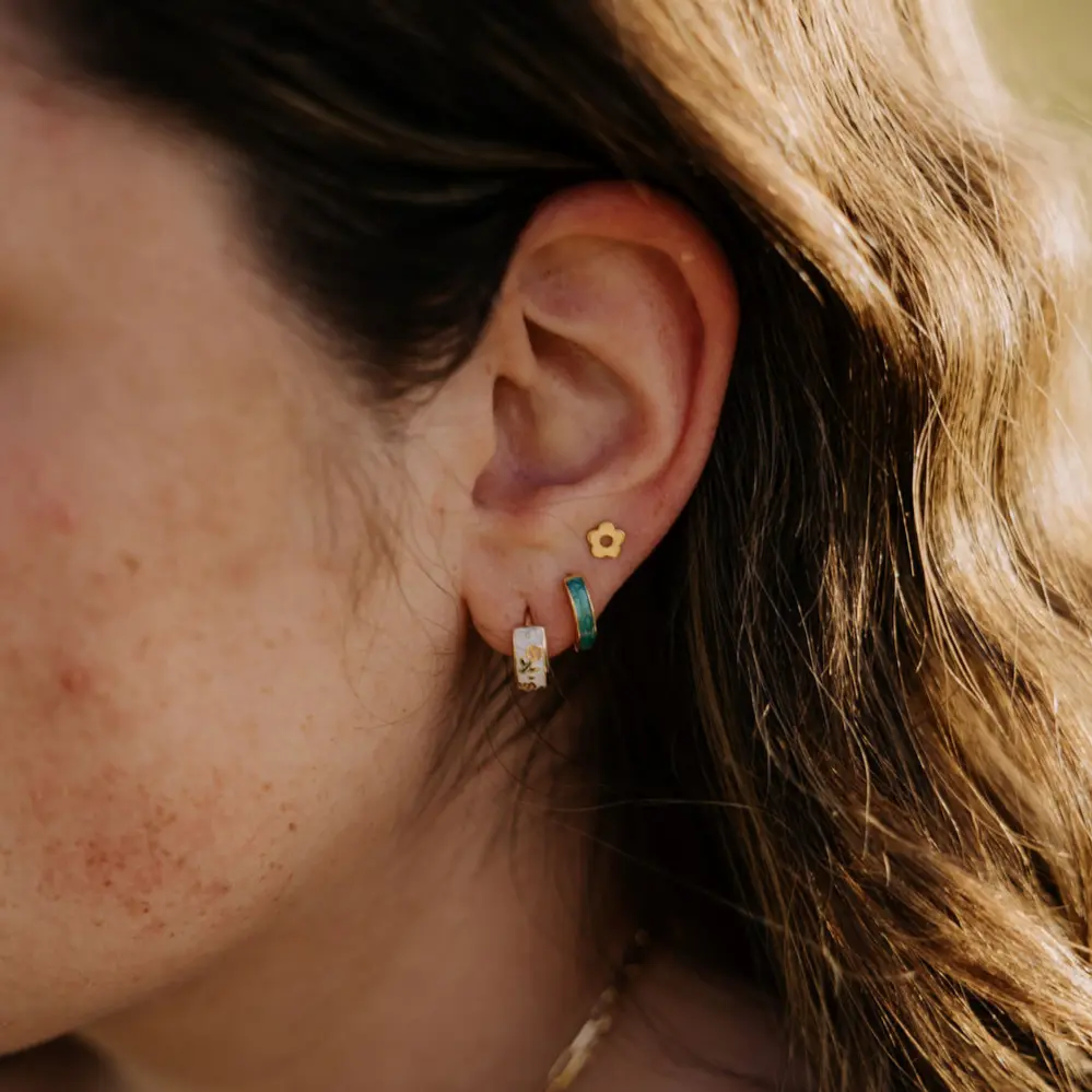 Flower Flat Back Stud Earrings - Image 4