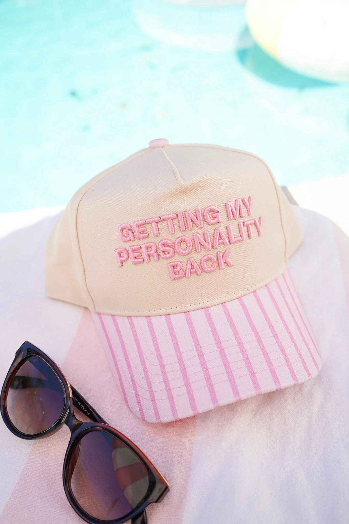 KenzKustomz Pink Stripe Trucker Hat - Getting my Personality Back