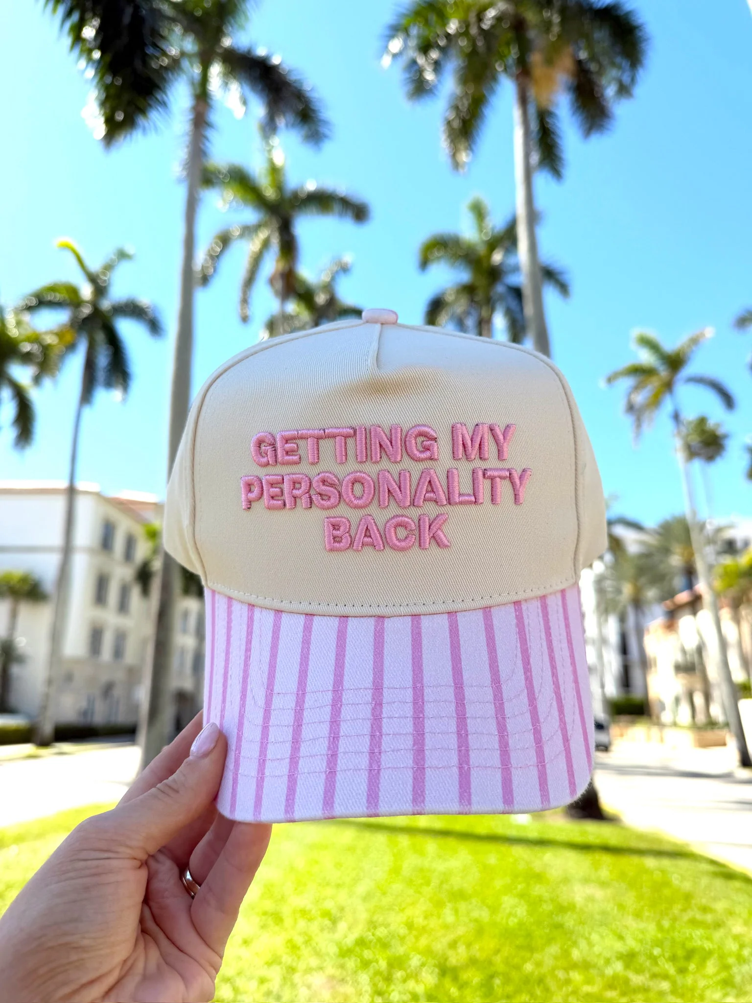 KenzKustomz Pink Stripe Trucker Hat - Getting my Personality Back - Image 4