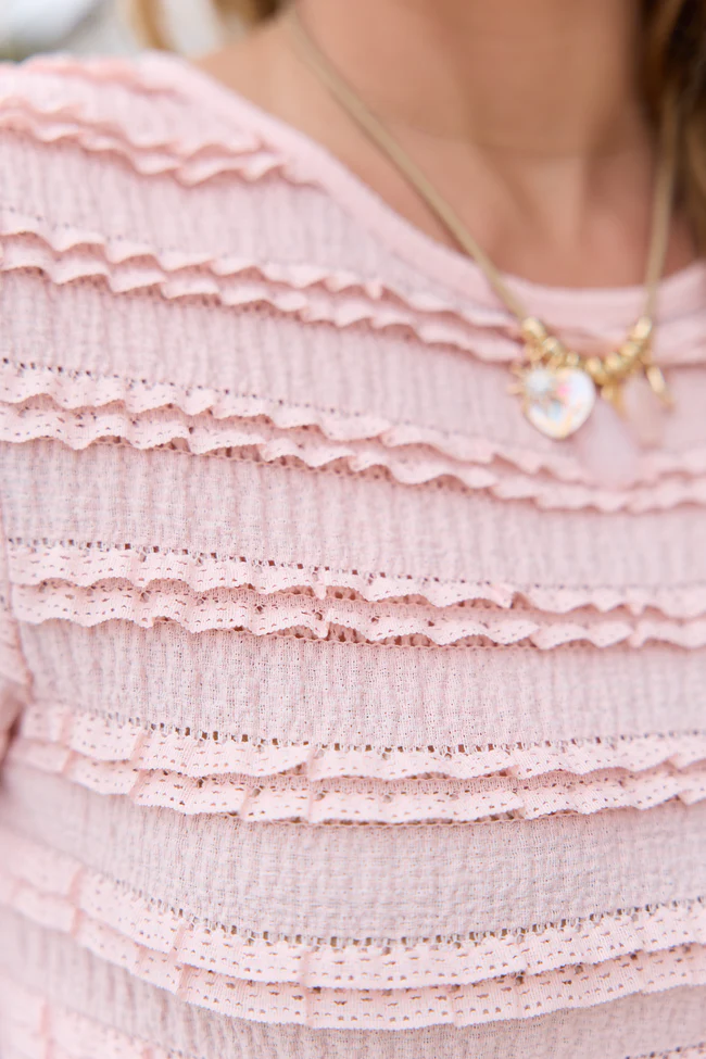 Gia Pink Lace Ruffle Crop Tee - Image 6