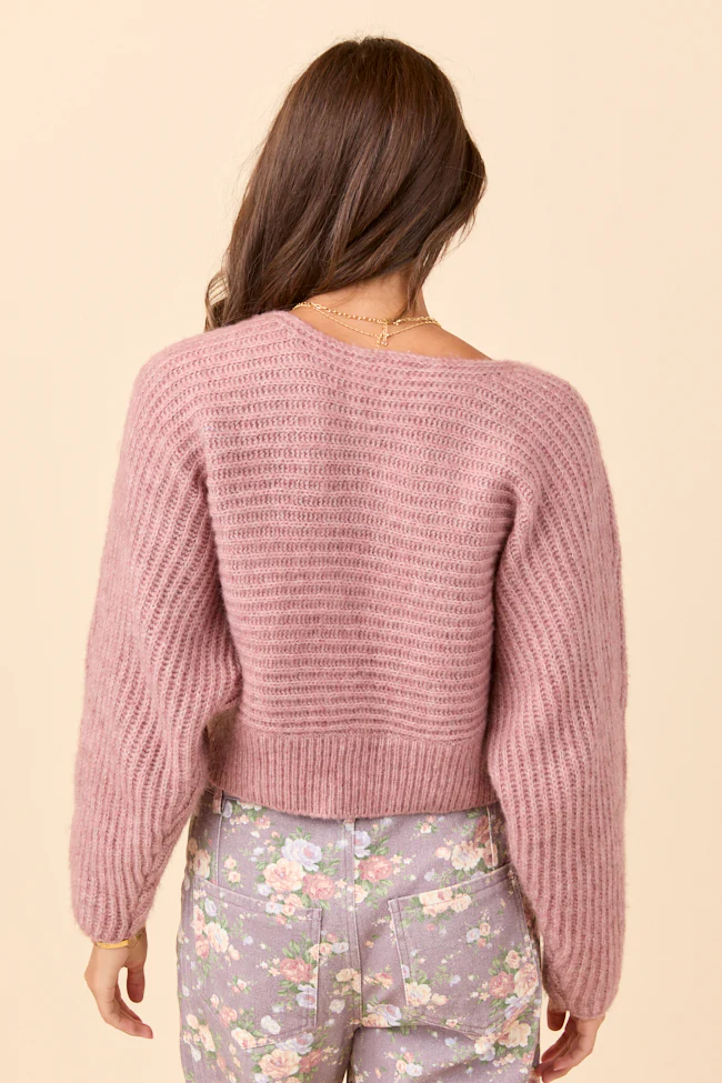 Gisele Front Twist Heathered Light Pink Sweater FINAL SALE - Image 6