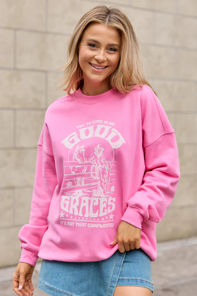 Good Graces Pink Graphic Sweatshirt - Image 4