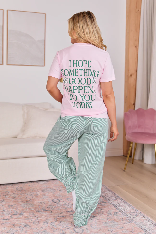 Good Things Happen Light Pink Graphic Tee - Image 4