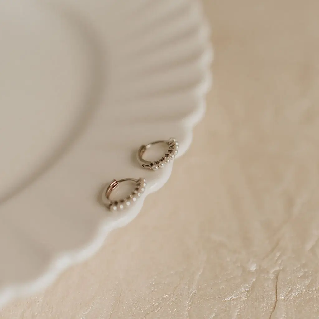 Grace Pearl Hoop Earrings - Image 2