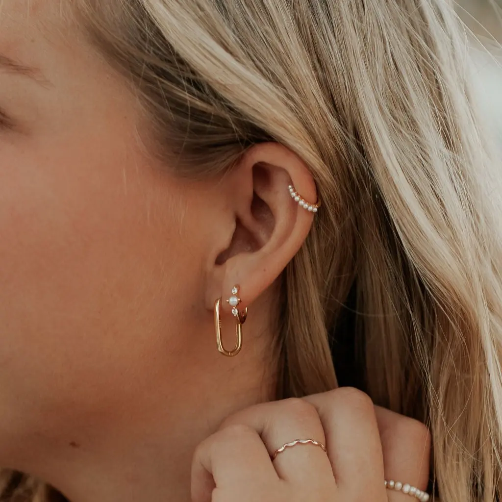 Grace Pearl Hoop Earrings - Image 3
