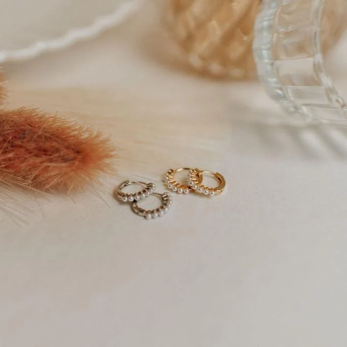 Grace Pearl Hoop Earrings - Image 4