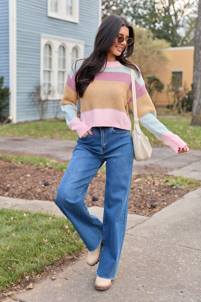 Greta Colorblock Multi Knit Crewneck Sweater - Image 2