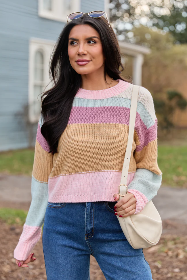 Greta Colorblock Multi Knit Crewneck Sweater - Image 3