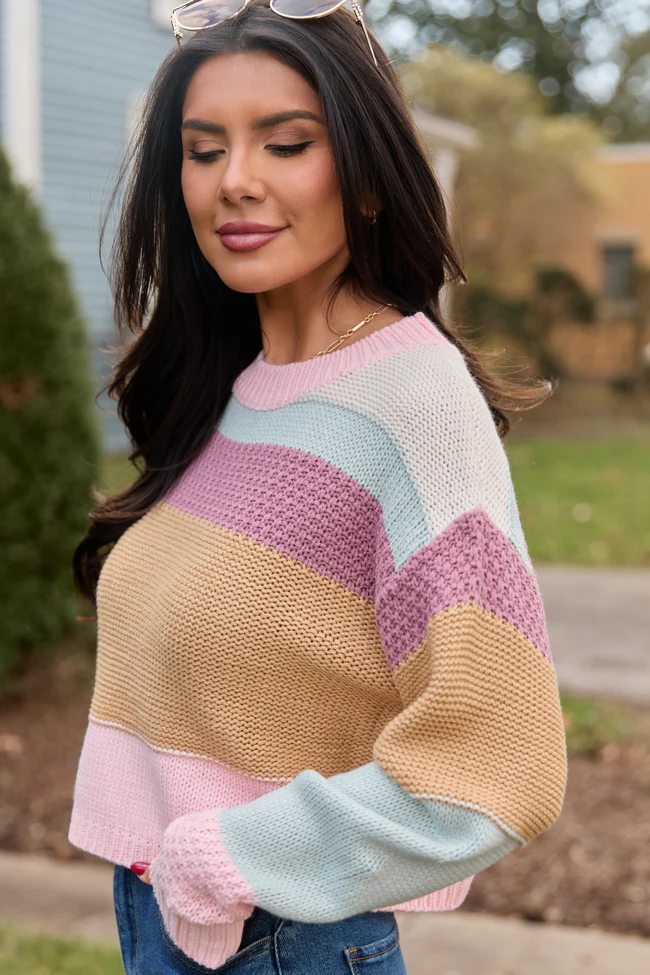 Greta Colorblock Multi Knit Crewneck Sweater - Image 4