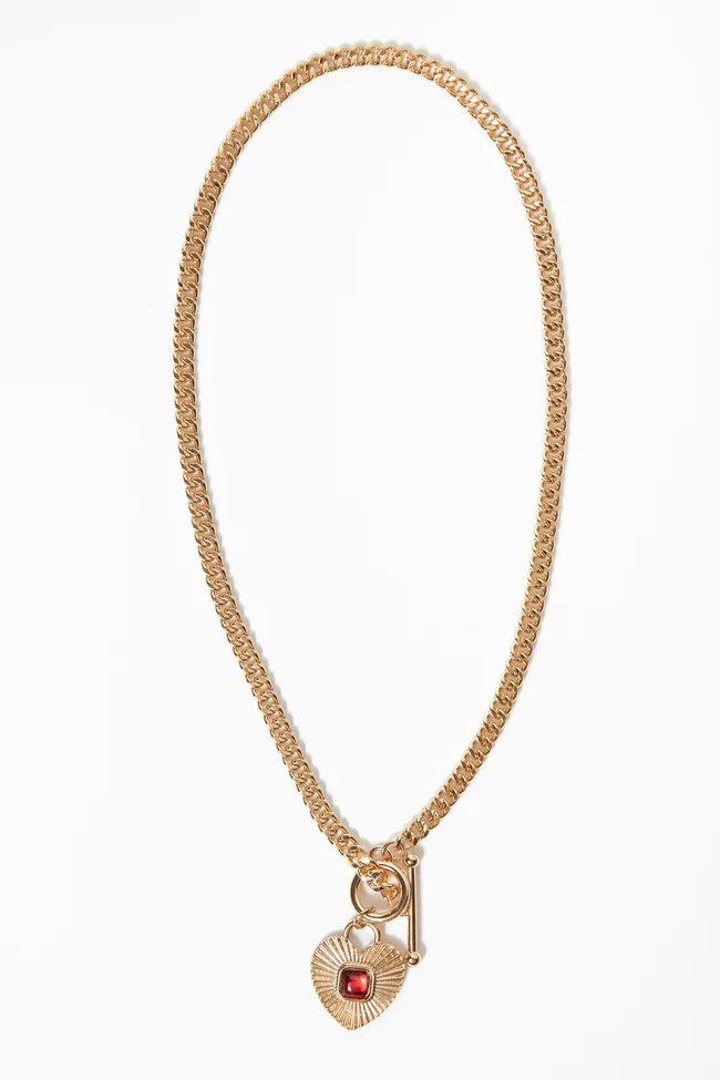 Hadlee Red Heart Toggle Necklace FINAL SALE - Image 2