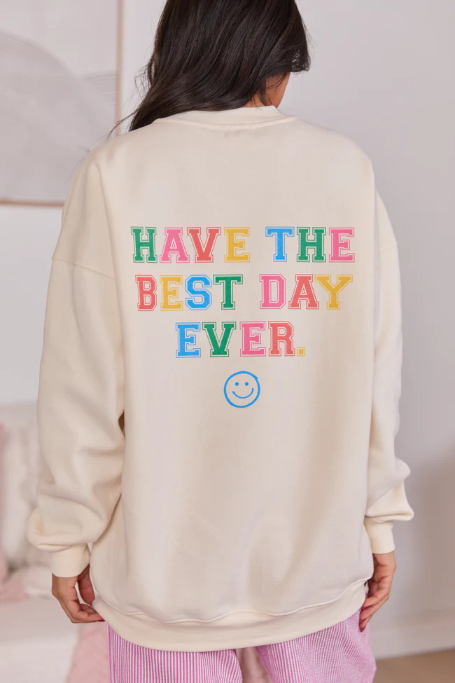 Happiness Social Club Cream Graphic Sweatshirt - Image 5