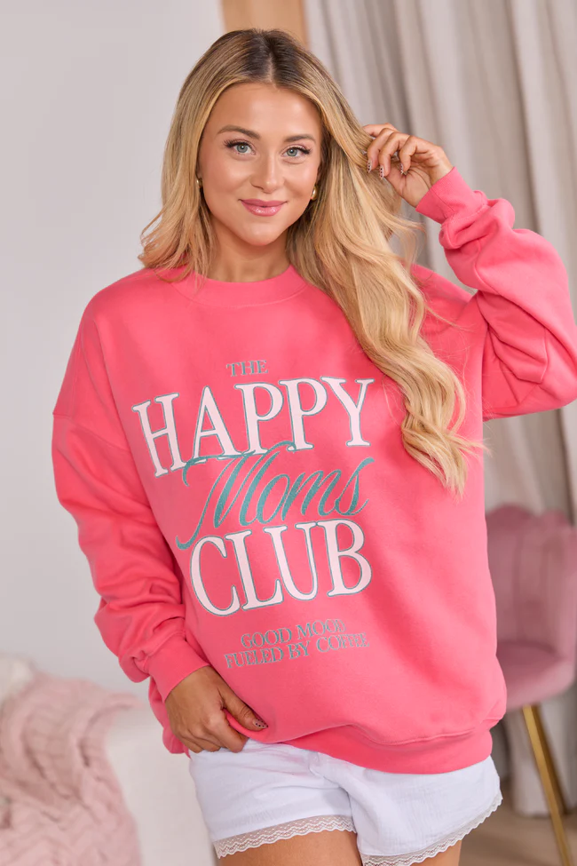 Happy Moms Club Light Red Graphic Sweatshirt