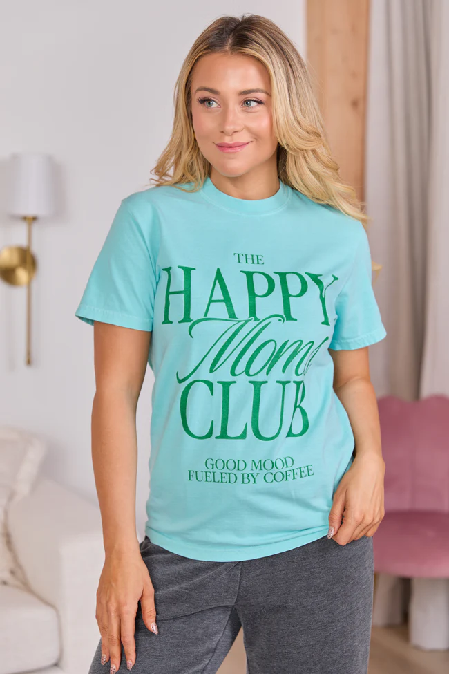 Happy Moms Club Mint Blue Graphic Tee - Image 4