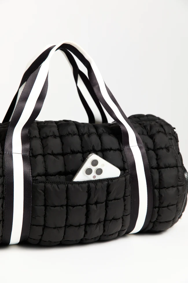 Haylie Active State Black Quilted Duffle Bag SALE - Image 4