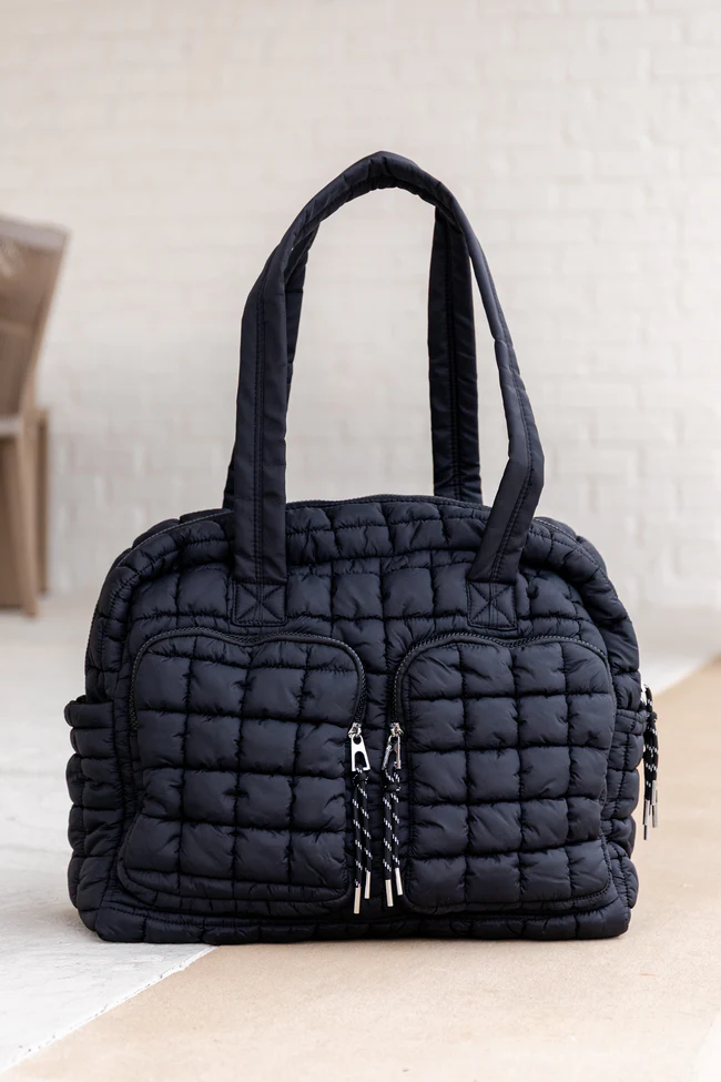 Haylie Black Quilted Weekender
