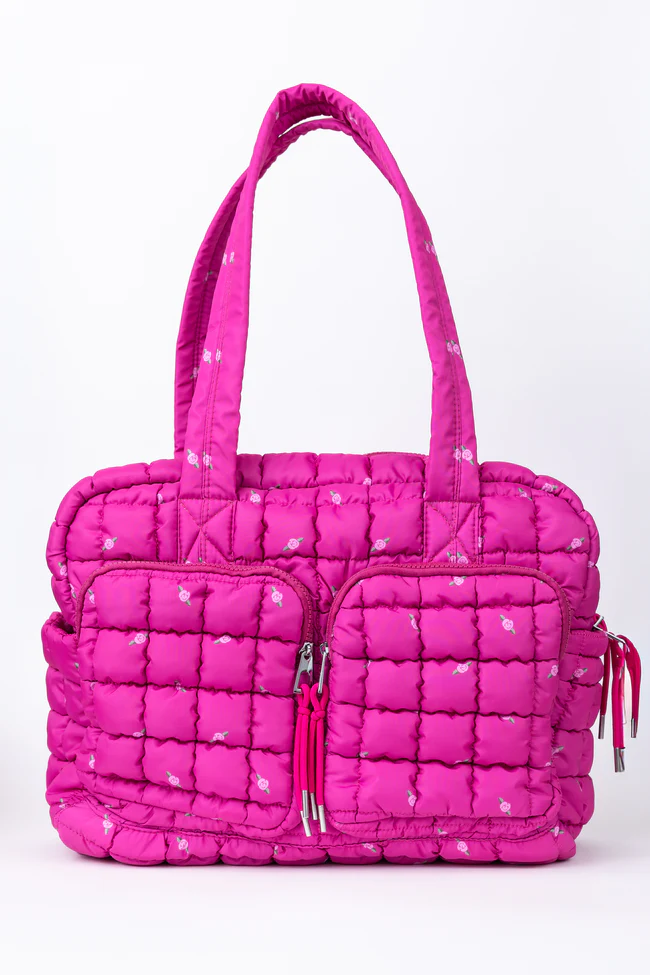 Haylie Fuchsia Petal Pop Quilted Weekender - Image 2