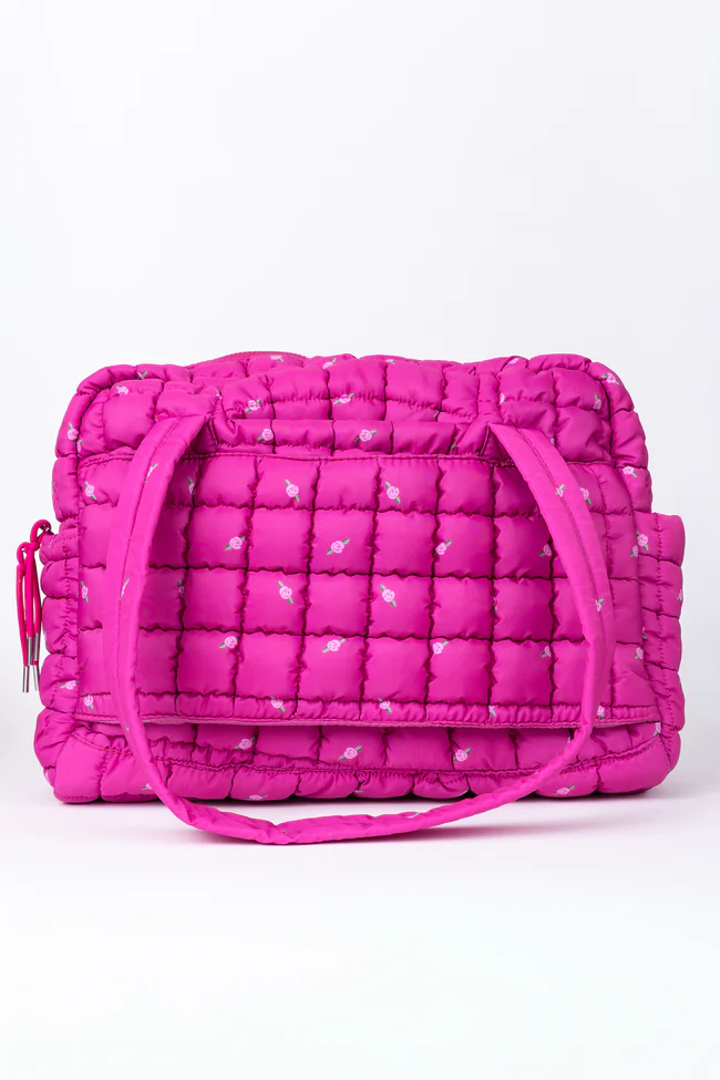 Haylie Fuchsia Petal Pop Quilted Weekender - Image 3
