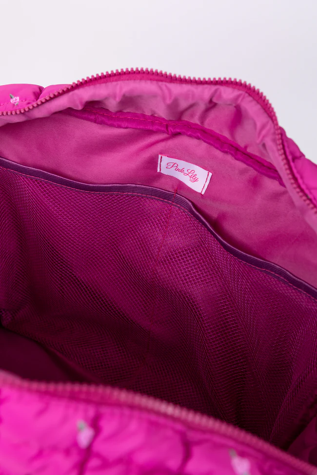 Haylie Fuchsia Petal Pop Quilted Weekender - Image 5