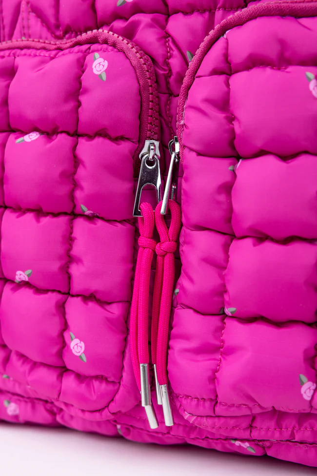 Haylie Fuchsia Petal Pop Quilted Weekender - Image 6