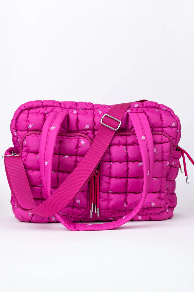 Haylie Fuchsia Petal Pop Quilted Weekender - Image 7