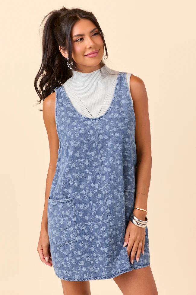 Hazel Floral Denim Mini Dress - Image 3