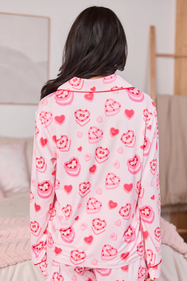 Cozy Crush Long Sleeve Pajama Top - Heart Shapes Cakes FINAL SALE - Image 5
