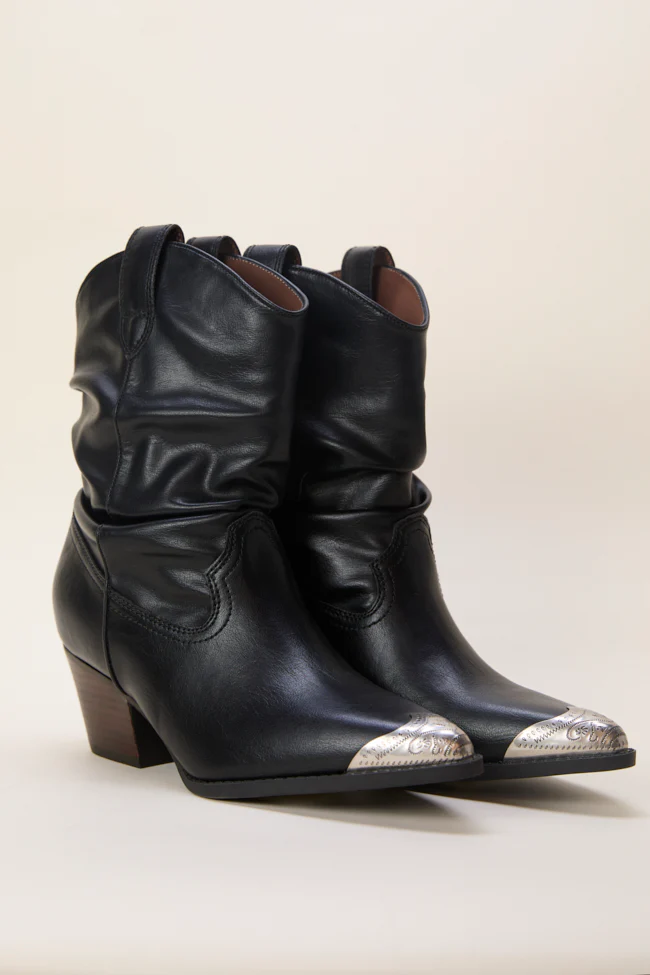 Heather Black Slouch Boots FINAL SALE - Image 2