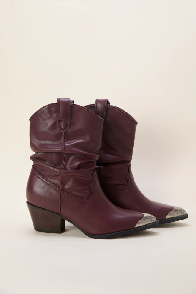 Heather Claret Slouch Boots FINAL SALE - Image 3