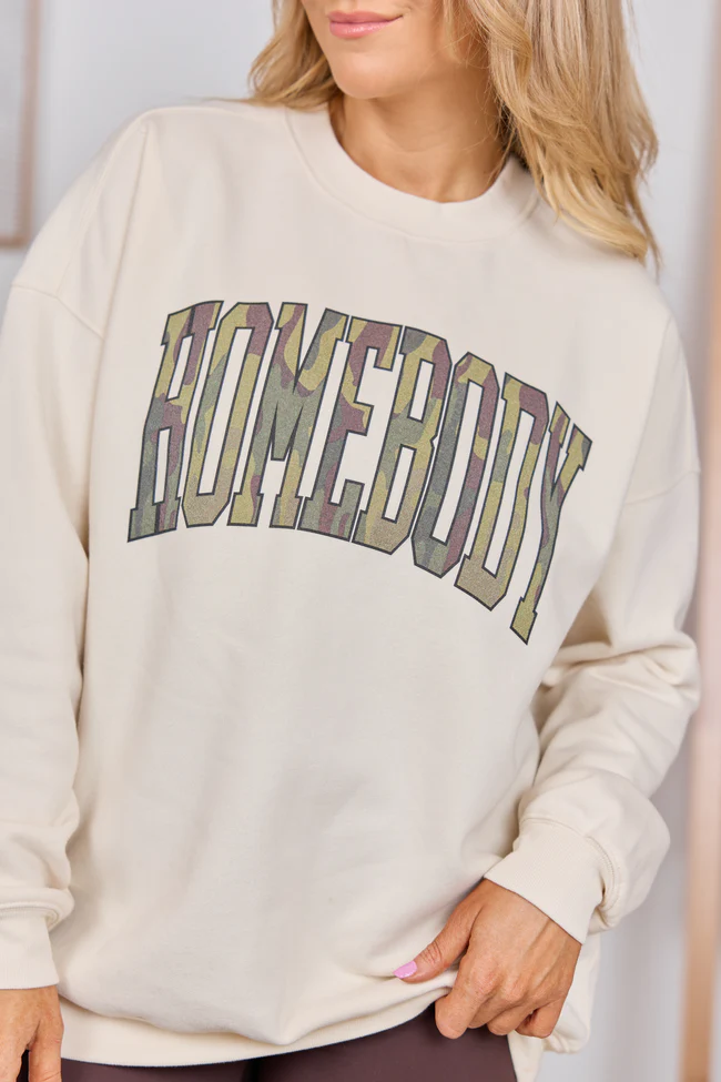 Homebody Camo Cream Graphic Sweatshirt - Image 2
