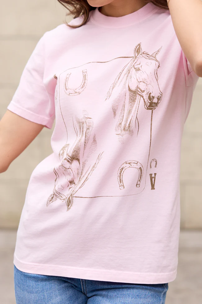 Horseshoe Card Light Pink Graphic Tee - Image 2