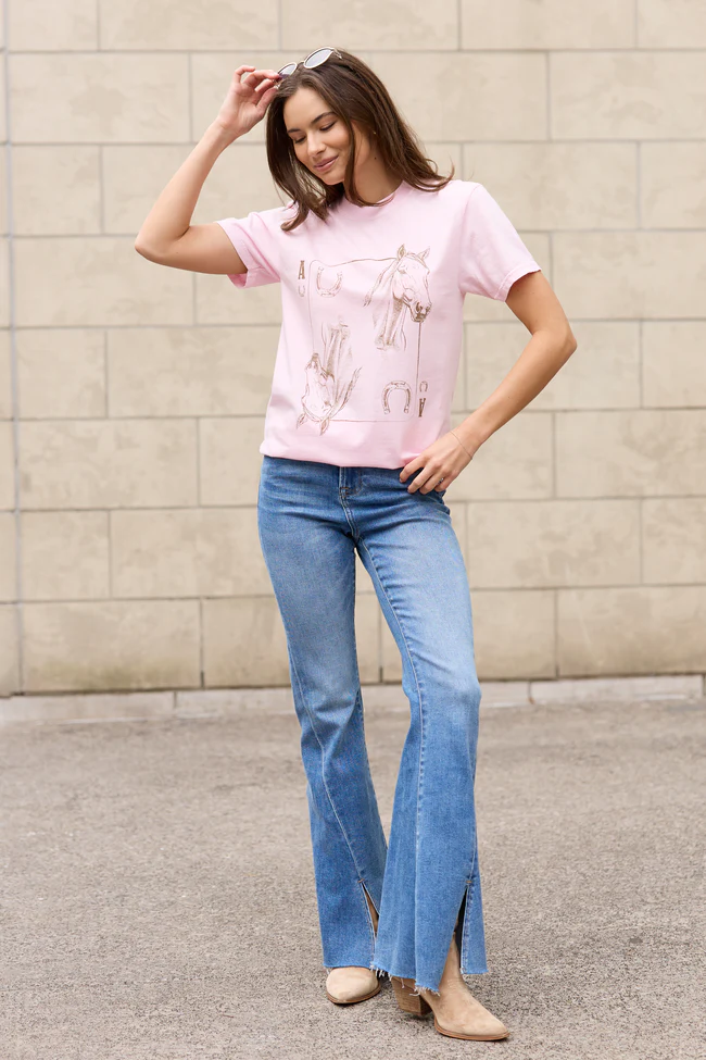 Horseshoe Card Light Pink Graphic Tee - Image 3