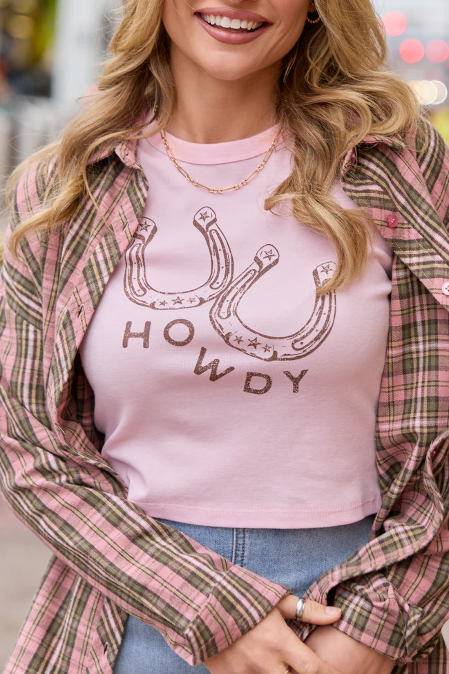 Howdy Horseshoes Pink Baby Graphic Tee - Image 2