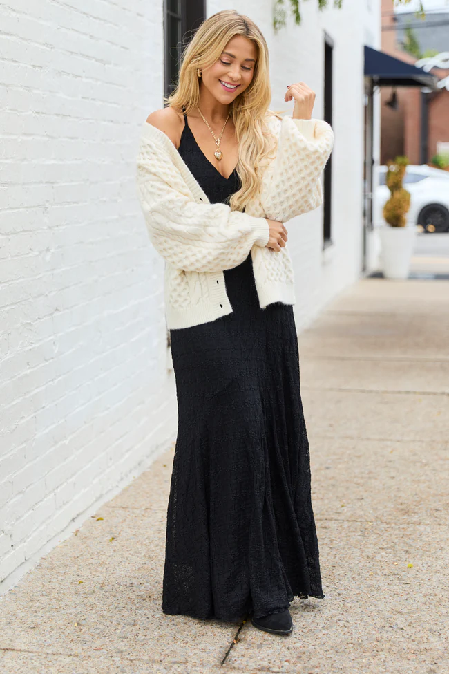 Hyacinth Black Lace Godet Slip Dress FINAL SALE - Image 3