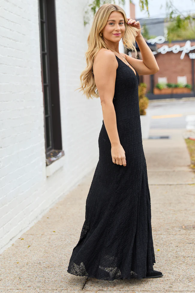 Hyacinth Black Lace Godet Slip Dress FINAL SALE - Image 4