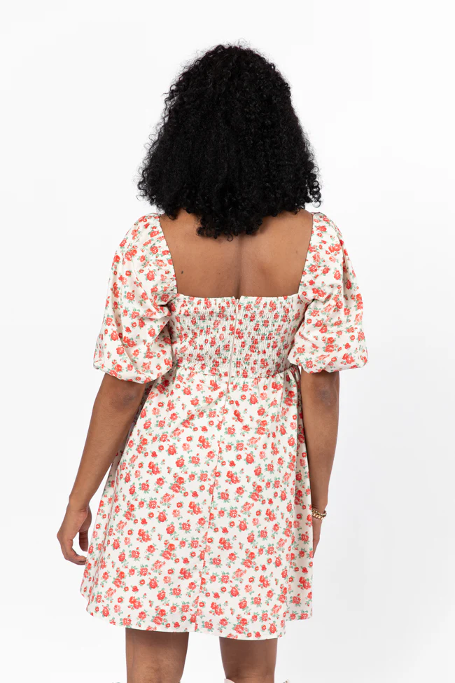 I'm Just A Girl Ivory and Red Rosette Printed Mini Dress FINAL SALE - Image 5
