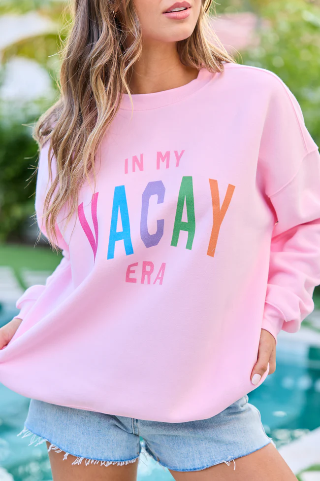 In My Vacay Era Light Pink Graphic Sweatshirt - Image 2