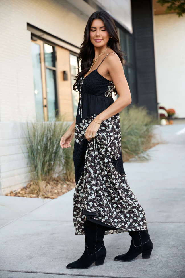 Irene Black Patchwork Maxi Dress FINAL SALE - Image 3