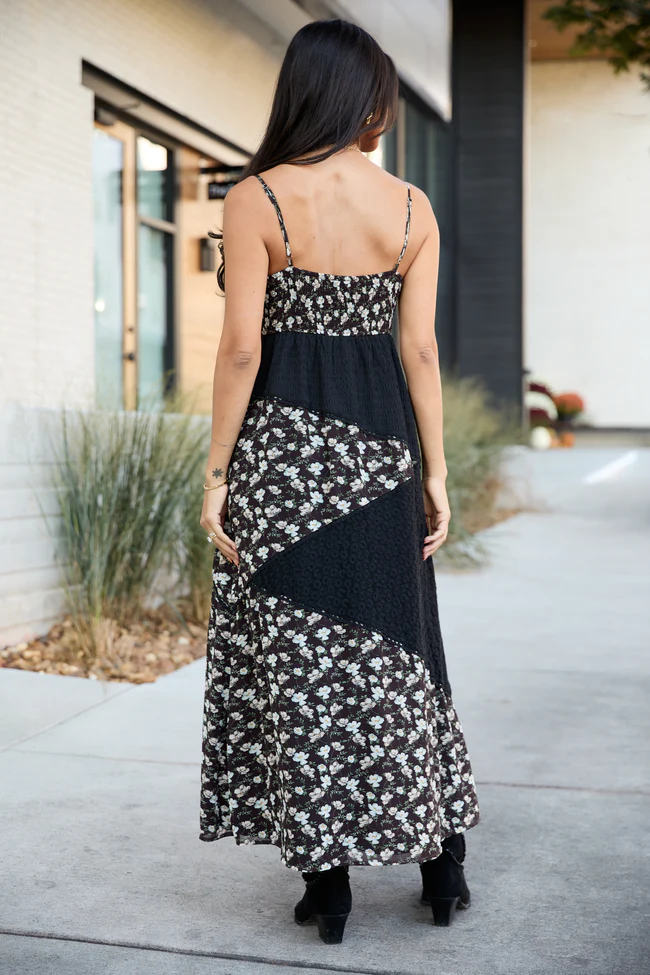 Irene Black Patchwork Maxi Dress FINAL SALE - Image 4