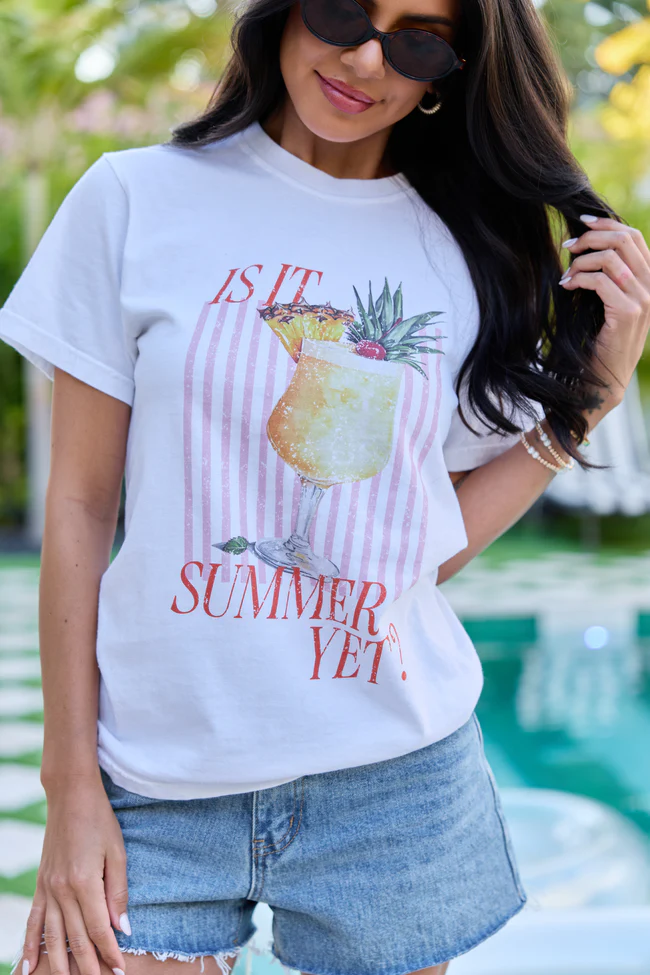 Is It Summer Yet White Graphic Tee - Image 2