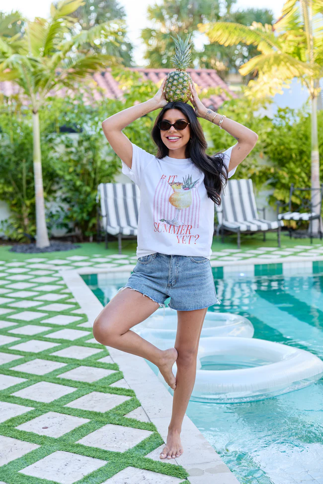 Is It Summer Yet White Graphic Tee - Image 3