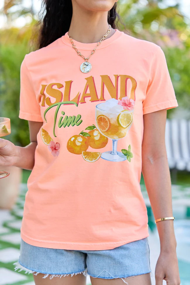 Island Time Neon Orange Graphic Tee - Image 2