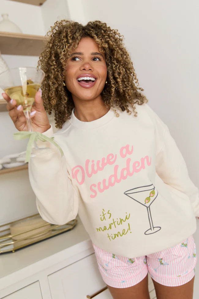 It's Martini Time Cream Graphic Sweatshirt - Image 3